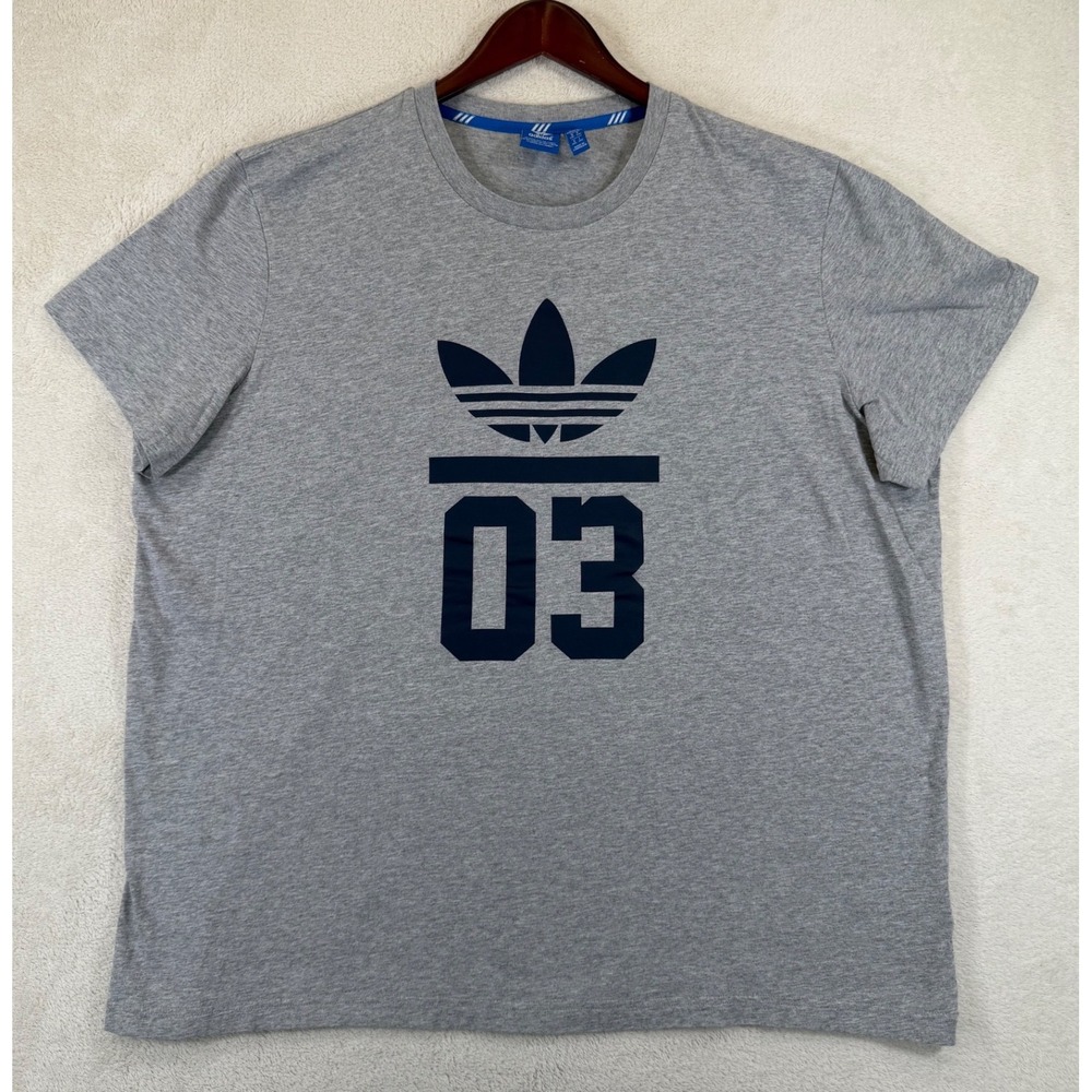 Adidas Originals Mens 2XL Gray Trefoil 03 Graphic Short Sleeve T-Shirt Heather